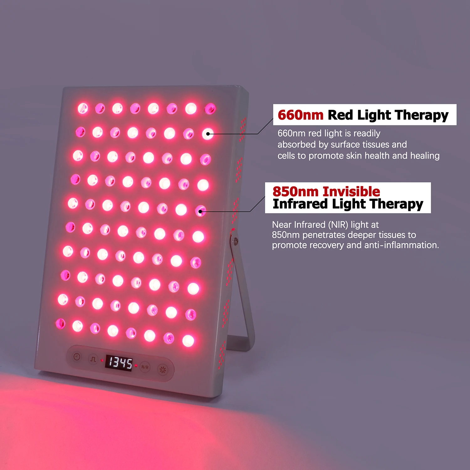 Dispositif de luminothérapie rouge pour soulager la douleur, lumières rouges, infrarouge proche de 660 nm et 850 nm, panneau de luminothérapie LED 400 W, santé de la peau