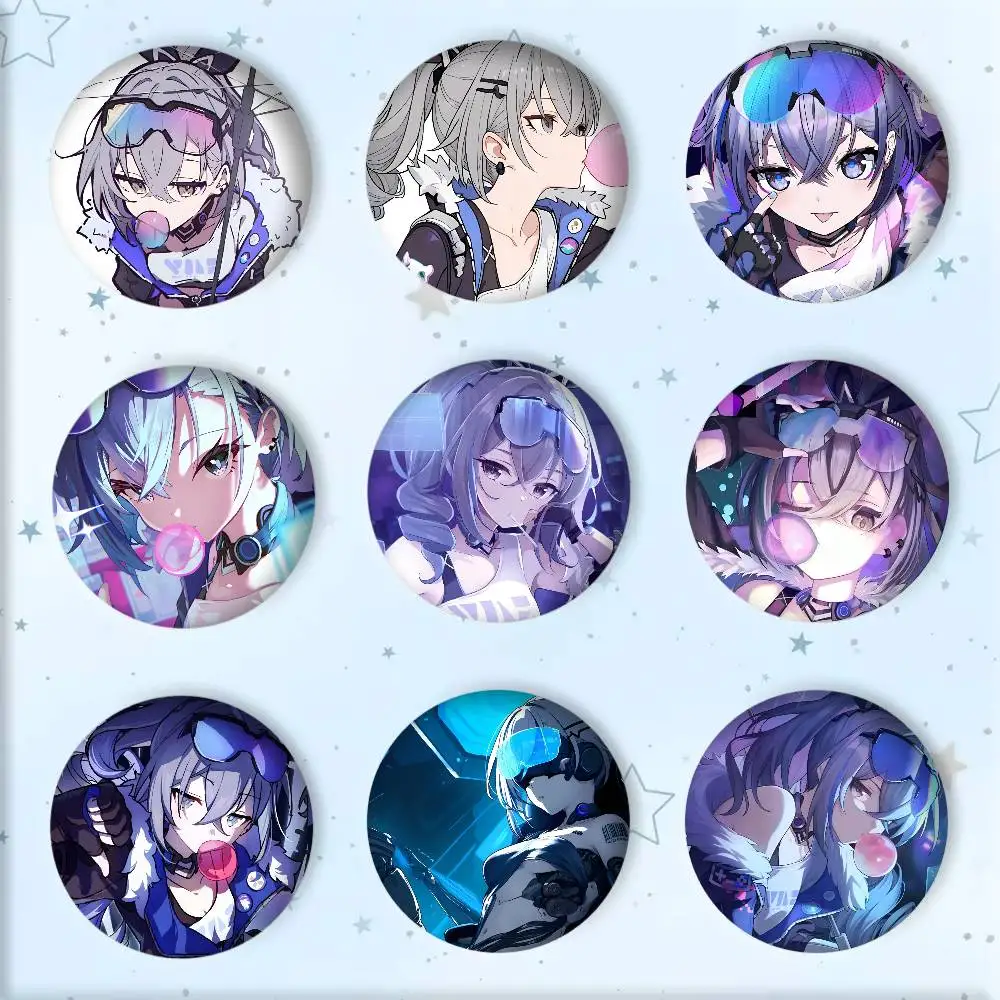 Game Honkai Star Rail Silver Wolf Badges Round Cosplay Pin Bag Decor Fans Collect Friends Gifts Brooch