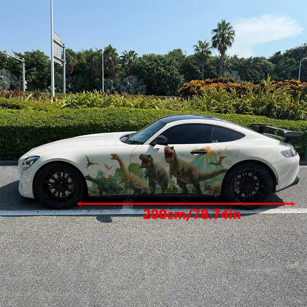 2pcs Volcano Dinosaur Realm, Durable, Fade-resistant, Enhance Vehicle Aesthetics With Bold Artistic Design Car Vinyl Wraps