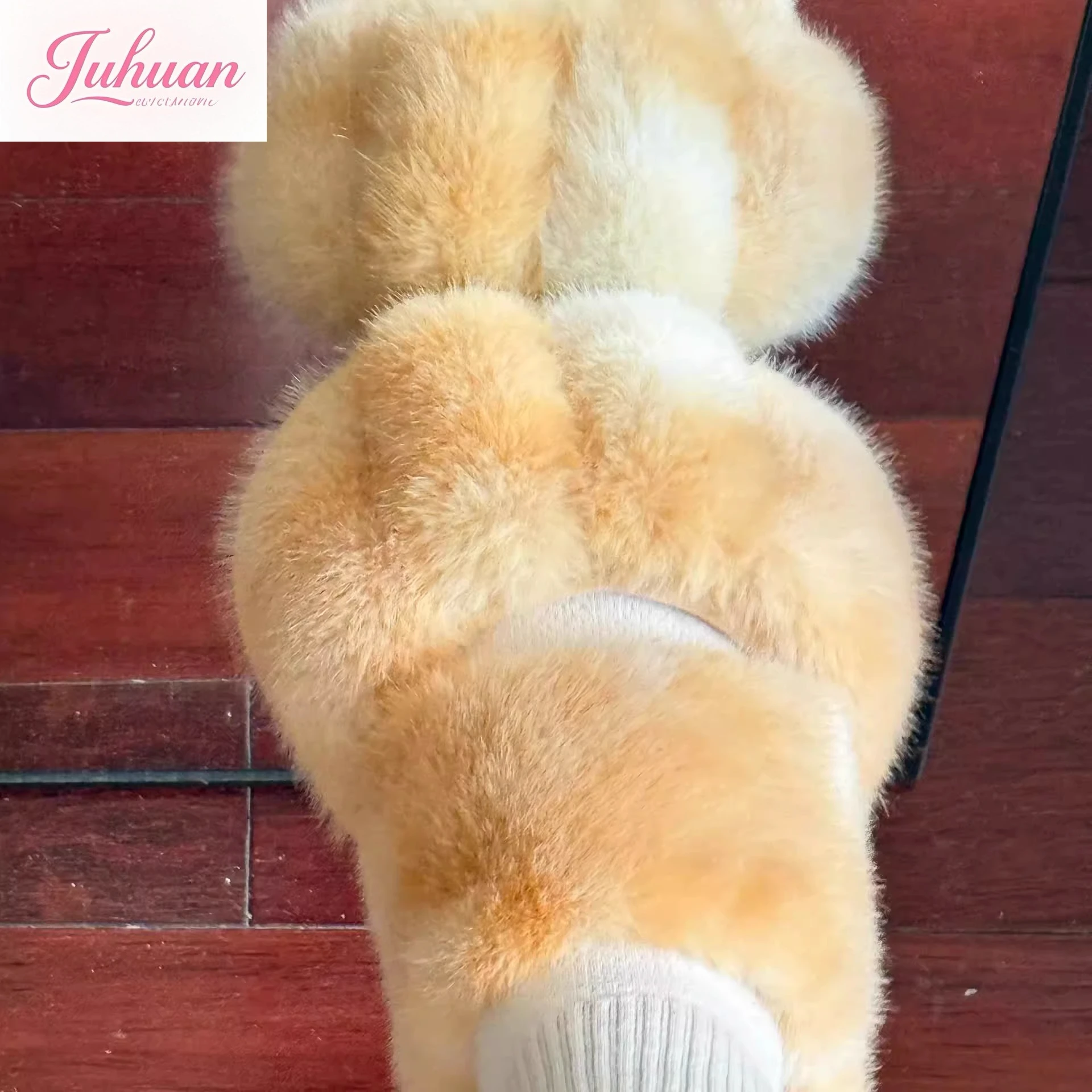

2025 Kawaii Cartoon Cat Claw Shoes Winter Velvet Slippers Women's Indoor Home Fluff Warm Non-slip Cute Girl Heart Cotton Mop