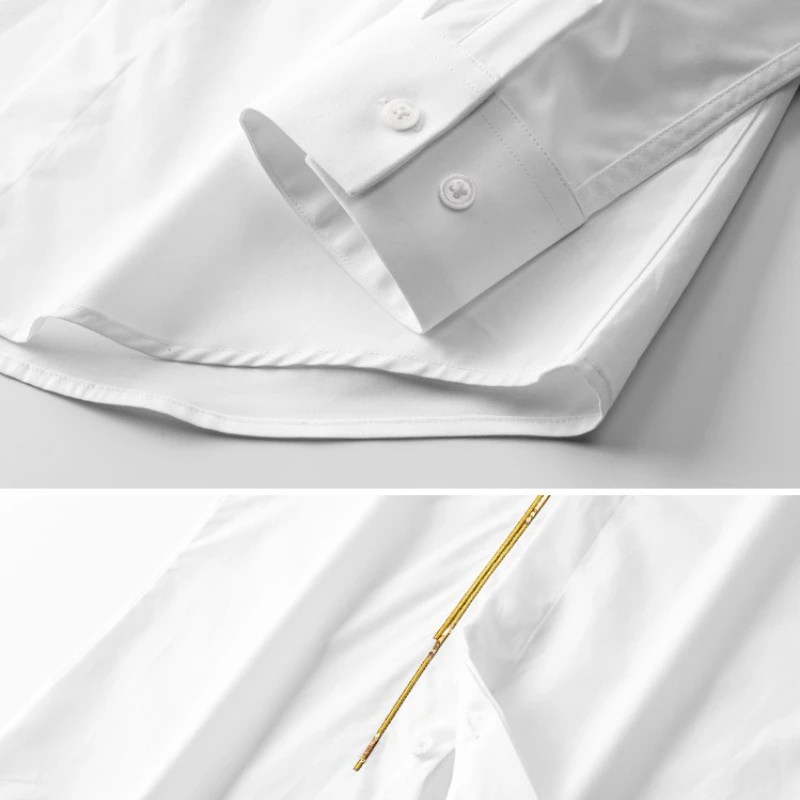 Camicia da uomo con ricamo a lettera con paillettes Camicie eleganti da lavoro casual a maniche lunghe slim Camicia elegante da banchetto per palcoscenici sociali di lusso