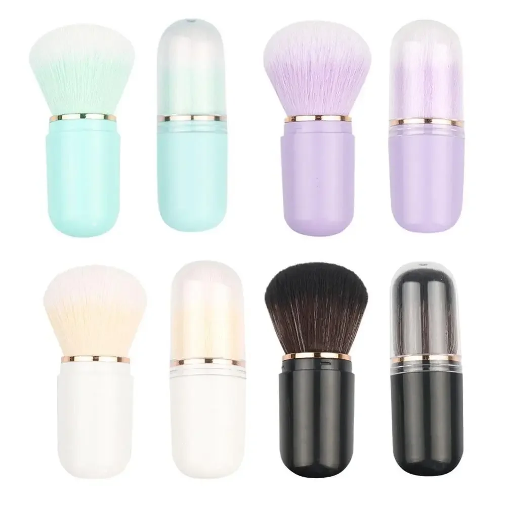 1Portable Telescopic Makeup Brush Kabuki Capsule-shape Multifunctional Travel Makeup Brushes Soft Hair Powder Blush Beauty Tools
