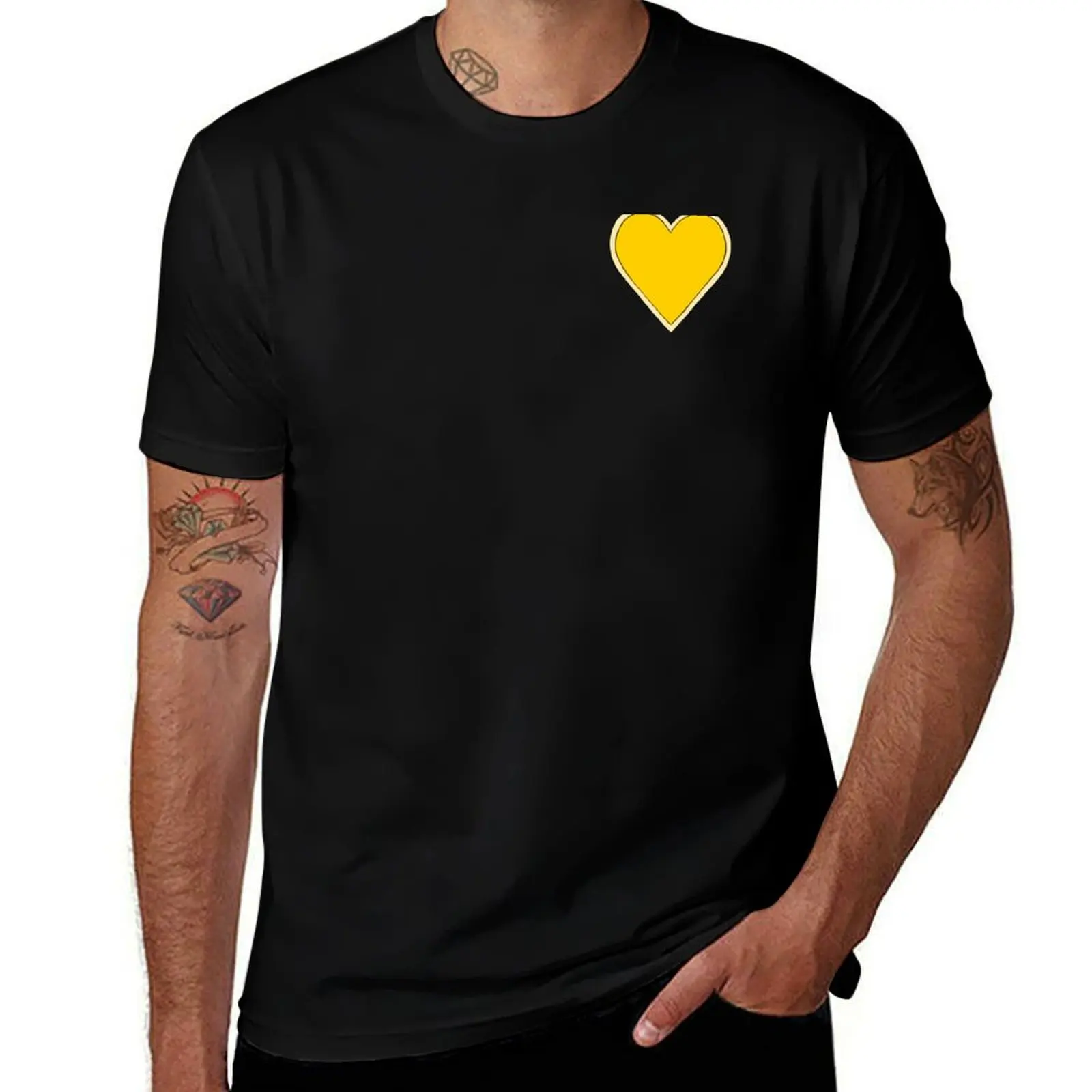 Yellow Covid Heart T-Shirt Basic Casual Wear Short Sleeve Top T-Shirt