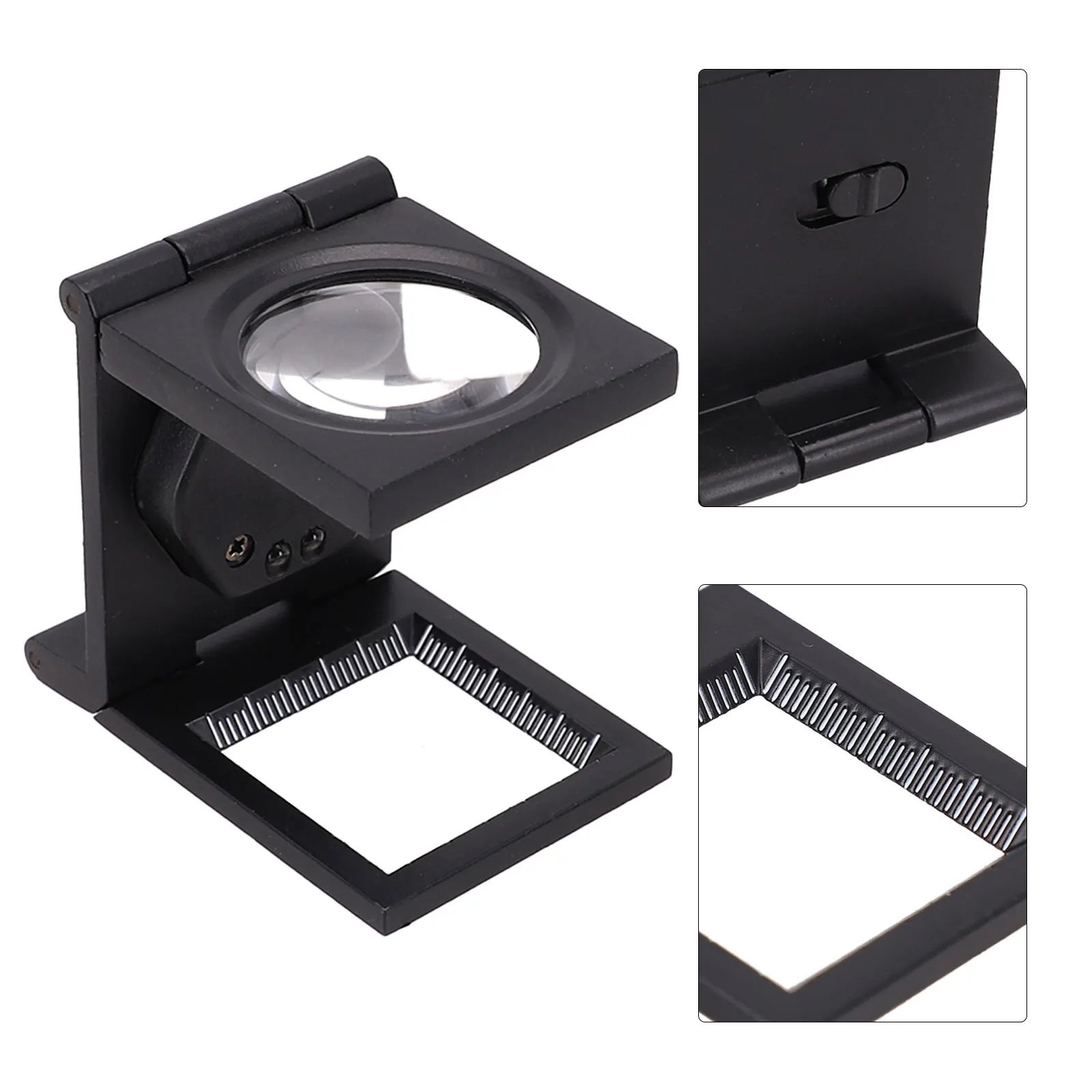 Folding Metal Linen Tester Cloth Magnifier Printer Loupe W/2 Magnifying Glass High Definition Glass Lens For Better Performance