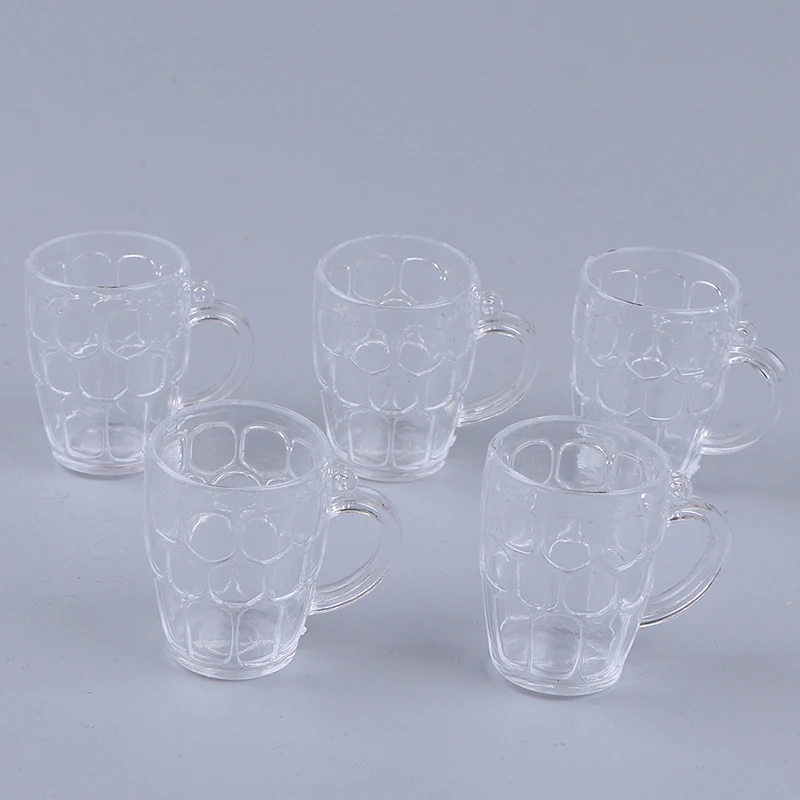 5Pcs 1:12 Dollhouse Miniature Accessories Plastic Transparent Wine Beer Cups