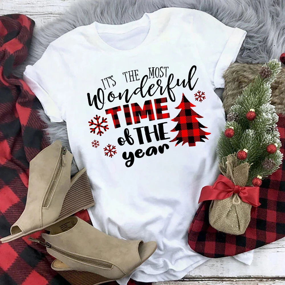 Christmas Family Matching Outfit T-shirt Xmas Party Gift It\'s The Most Wonderful Time of The Year Print Cute T Shirt Family Look