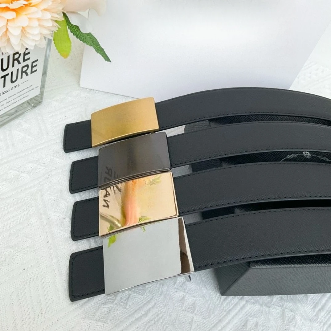 

New Men's Fashion Belt Genuine Leather Cowhide Alphabet Belt Business Versatile Double-Sided Automatic Casual High-end Belt