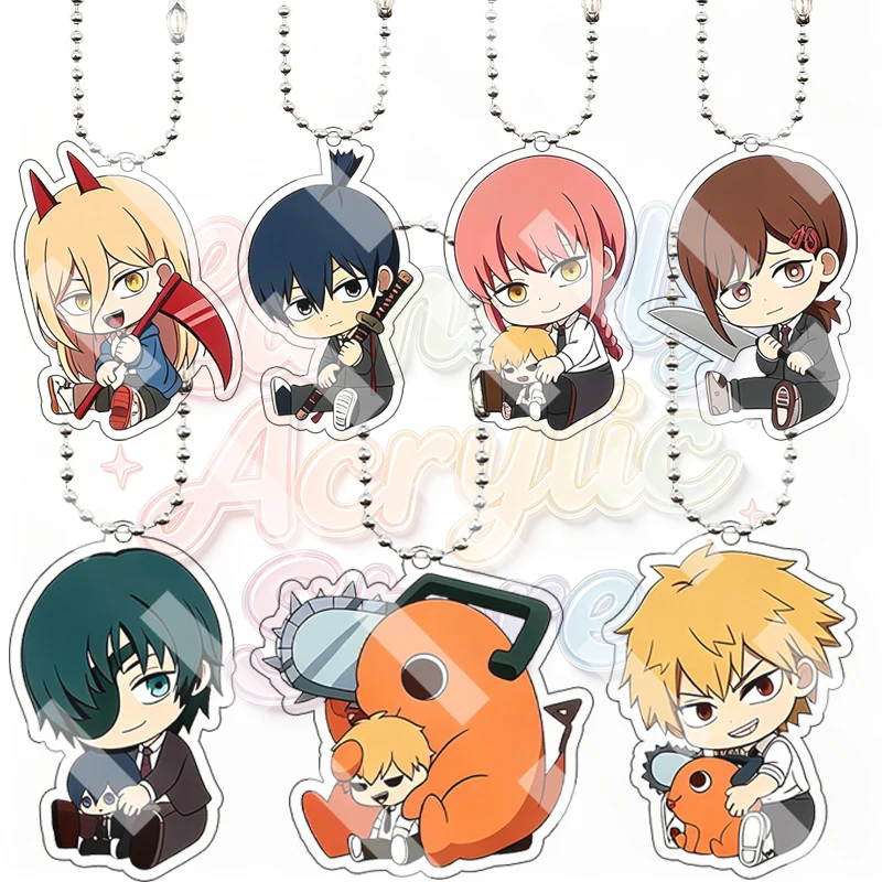 Chainsaw Man Q Version Acrylic Keychain Anime Aki Hayakawa Makima Himeno Denji Cartoon Cute Character Key Ring Bag Pendant Gifts