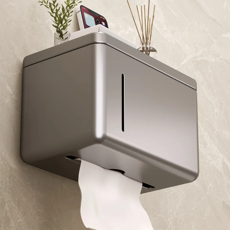 Toilet Paper Roll Holder Wall Mounted Paper Towel Holder Bathroom Tissue Box Storage Rack Waterproof Shelf Bathroom Accessories