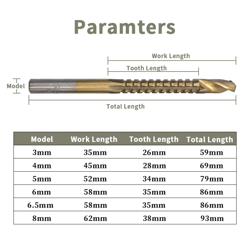 Cobalt Drill Bit Set Spiral Screw Metric Composite Tap Drill Bit Tap Twist Drill Bit Set 6pcs for Drilling Cutting Polishing