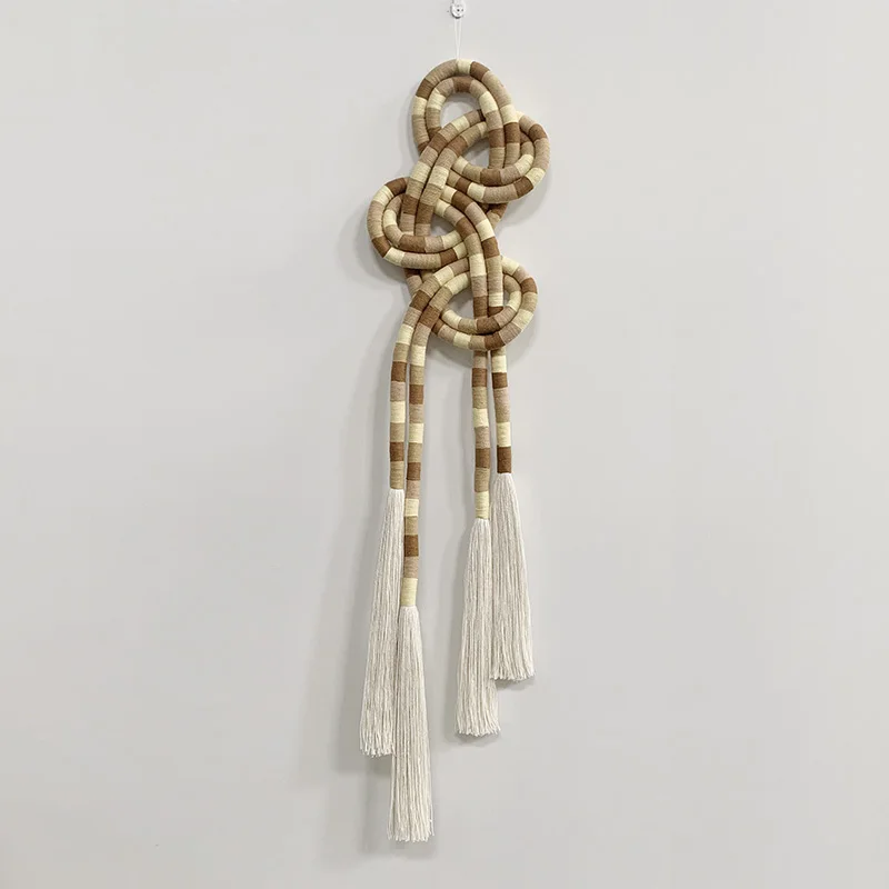 Macrame Wall Hanging Knotted Wall Art Natural Cotton Rope with Long Tassel Custom Factory Luxury Home Decor Backdrop