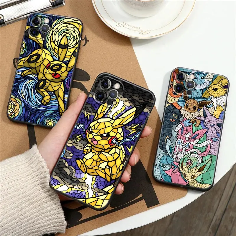 

Pokemons Eevee Umbreon Pikachu Case For Apple iPhone 17 16 15 14 13 12 11 Pro Max XR XS 7 8 Plus 17Air 17Pro Cover Silicone Case