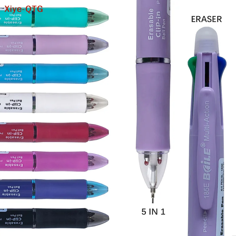 

Горячая новинка! Креативная ручка 5-в-1 с нажимным механизмом, стираемыми чернилами, 0,7 мм, синяя, черная, красная, зеленая, сменные стержни, механический карандаш для письма и рисования, канцелярские товары