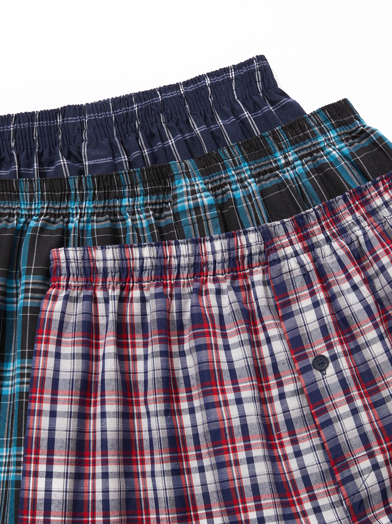 JupiterSecret 6 Pcs Boxer pantaloncini Casual Plaid elastico in vita bottone Mens Boxer intimo pantaloncini intrecciati per la casa colore casuale