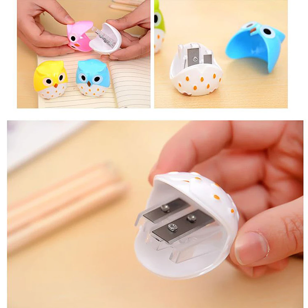 Rautan pensil lubang ganda, ukuran pensil berbeda lubang ganda menyenangkan dan praktis tahan lama dan desain putih tahan lama