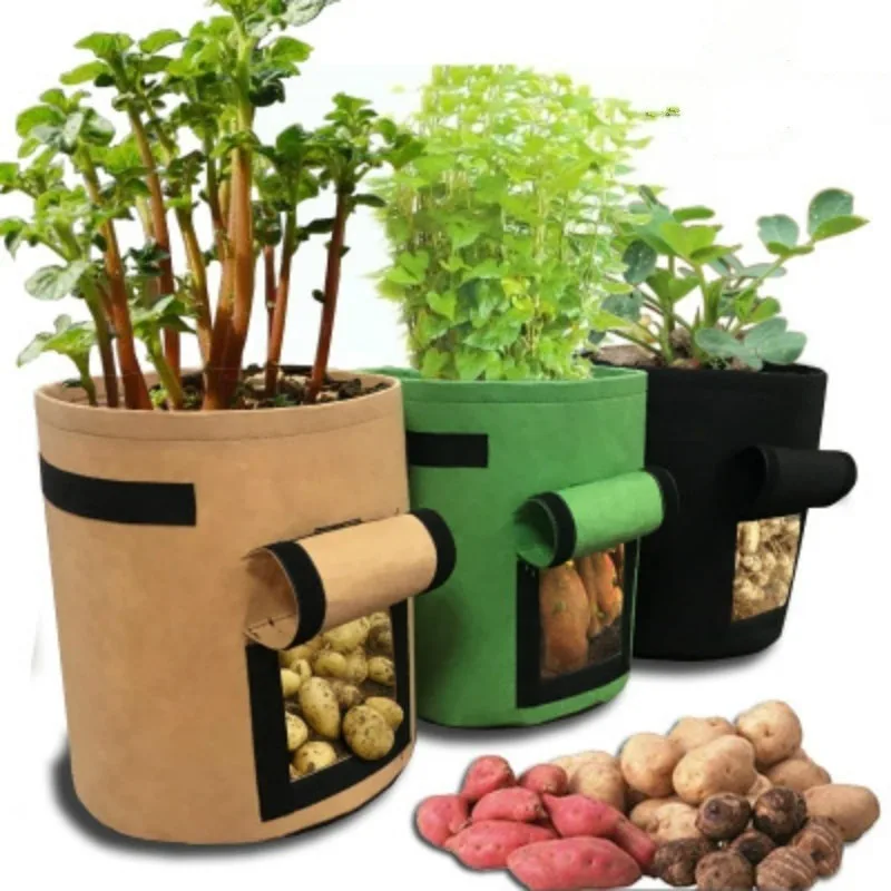 1Pc Plant Bag Potato Grow Container DIY Planter PE Cloth Planting Vegetable Gardening Thicken Vegetable Pot Planting Grow Bag
