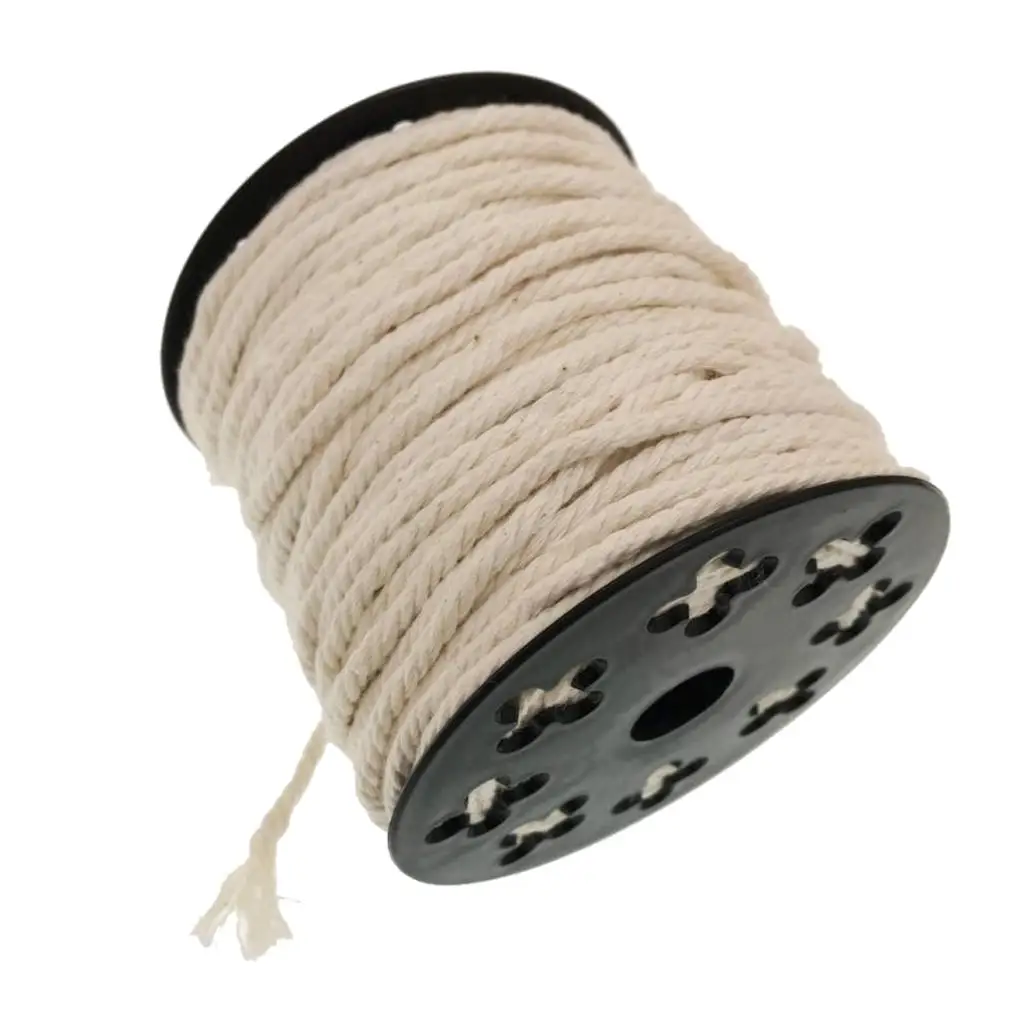

1 Roll Natural Cotton Rope Braided Twisted Cords Twine Crafts Raw White 20m
