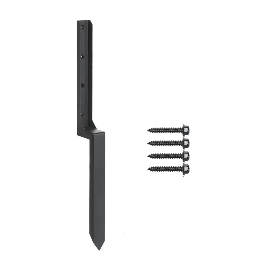 Iron Fence Post Repair Kit Anchor Stake Support Ground Heavy Duty for Sloping Fence Stabilizing Wood Post Easy Install Black