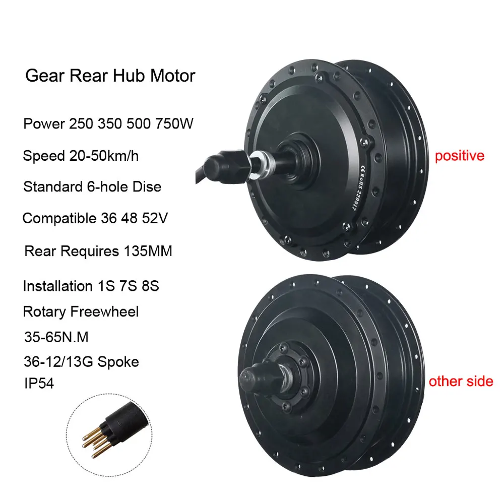 E-bike Gear Rear Hub Motor 36V 250W 350W 48V 500W 750W High Speed Brushless Electirc Bicycle Rear Wheel Drive PASIONEBIKE