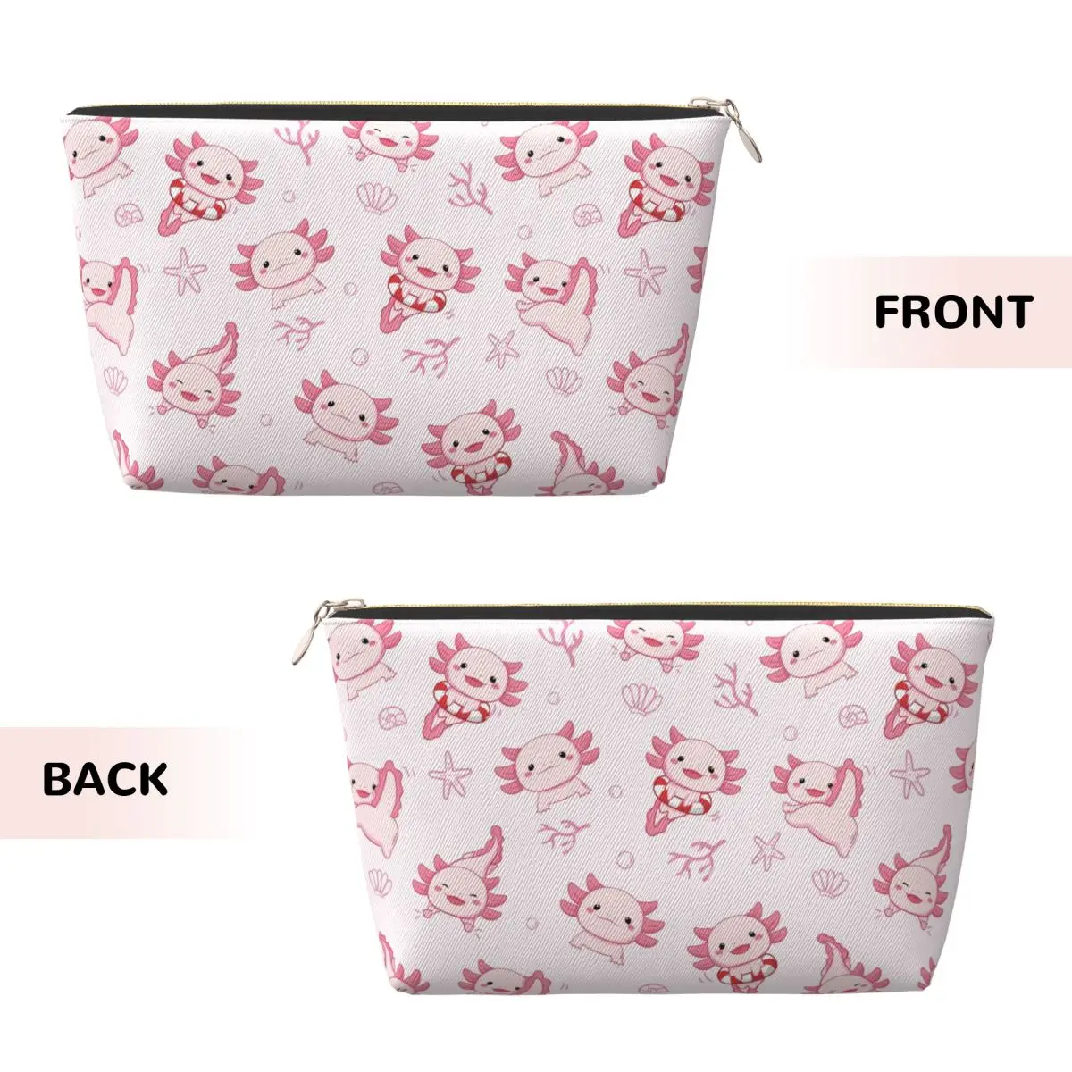 Custom Travel Cute Salamander Animal Axolotls Toiletry Bag Fashion Cosmetic Makeup Organizer Women Beauty Storage Dopp Kit Box