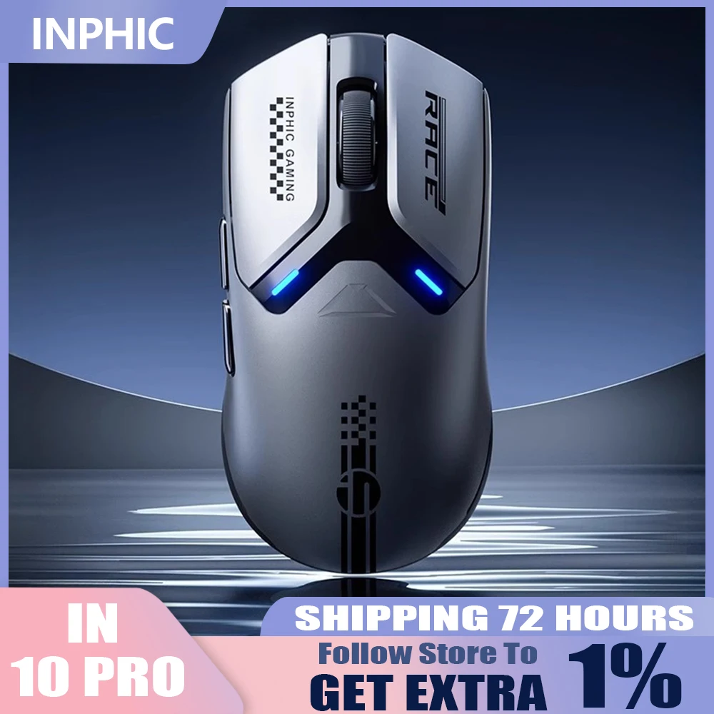 

INPHIC IN10 PRO Tri-Mode Game Mouse DPI30000 Lightweight Mouse PAW3950 8K Receiver Wireless Mice Support Desktop Laptop Office