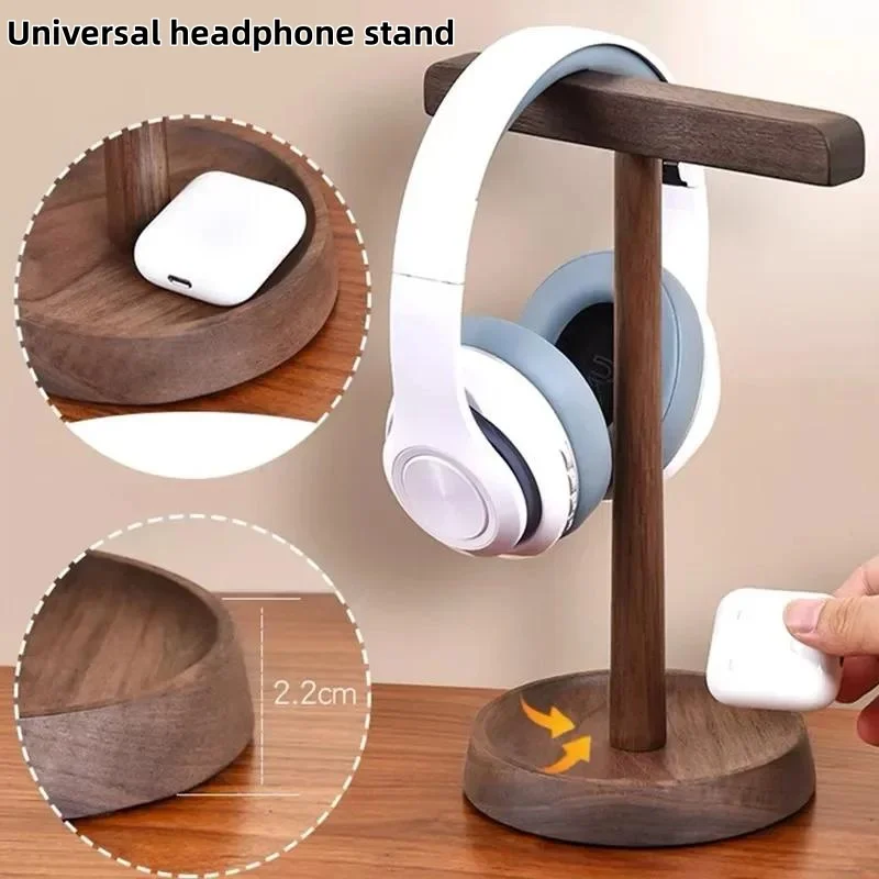 

Minimalist Style Desktop Walnut Wood Headphone Holder Solid Wood Headphone Storage Rack for Game Headphone Rack Headphone Hanger