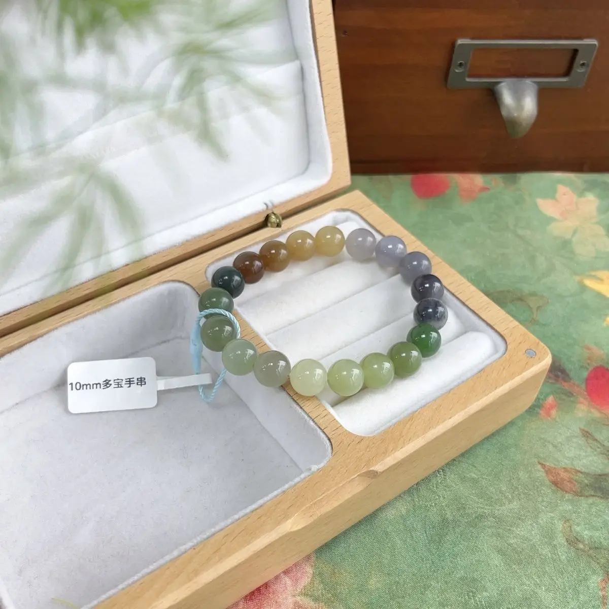 Natural Hetian jade 10mm Duobao bracelet women's clear water smoke purple sugar jade gradual change bracelet national style jade