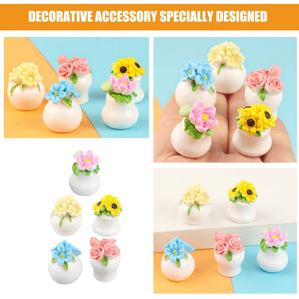 

10pcs Mini Potted Flower Miniature Plants Decor For House Small Artificial Bonsai Ornament Desktop Landscape Accessories