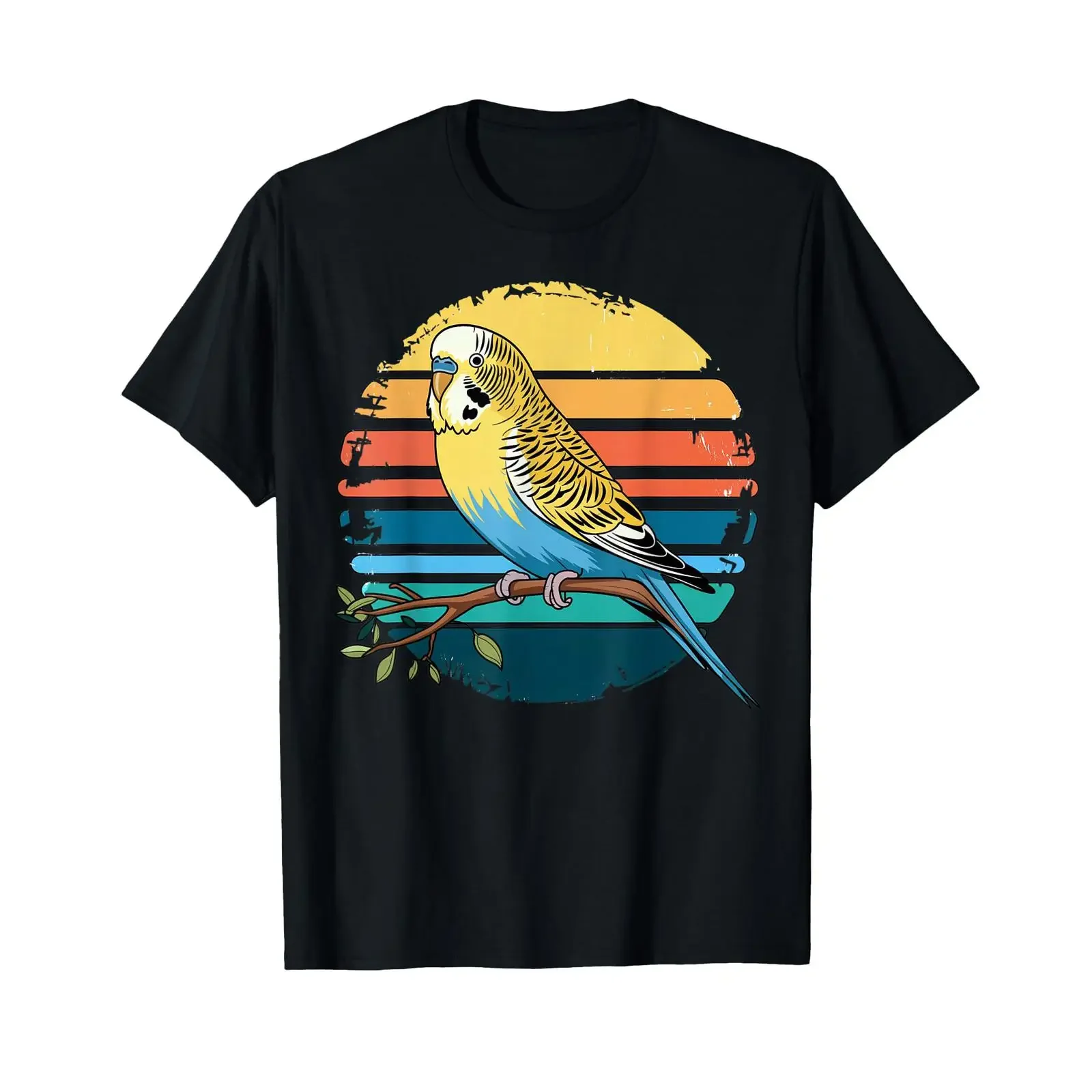 Budgie Parakeet Retro Sunset Vintage Budgerigar Bird Lover T Shirt vintage Washed homme Stretched designer clothes graphic