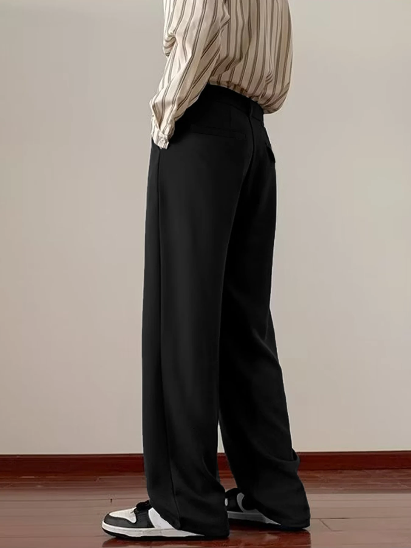 Light mature style autumn and spring new men\'s wide cut drape straight leg pants