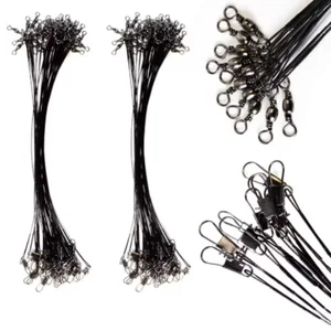 Anti Bite Steel Fishing Line Steel Wire Leader With Swivel Fishing Accessory Lead Core Leash Fishing Wire 15cm 20cm 30cm