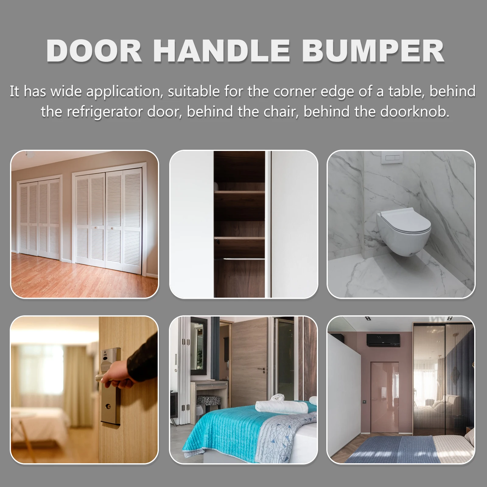 6pcs PVC Wall Protectors Self Adhesive Stoppers Knob Guards Crash Pad Protector from Door Knobs H Stoppers Cabinet Pads