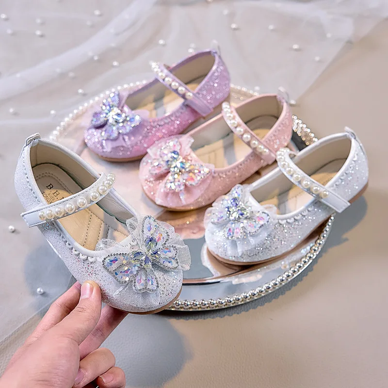 Mädchen Glitzer Strass Schmetterling Perlen Mary Jane Ballerinas Rutschfeste Weiche Sohle Kleinkind Mädchen Hochzeit Party Prinzessin Festliche Schuhe – Detail 16