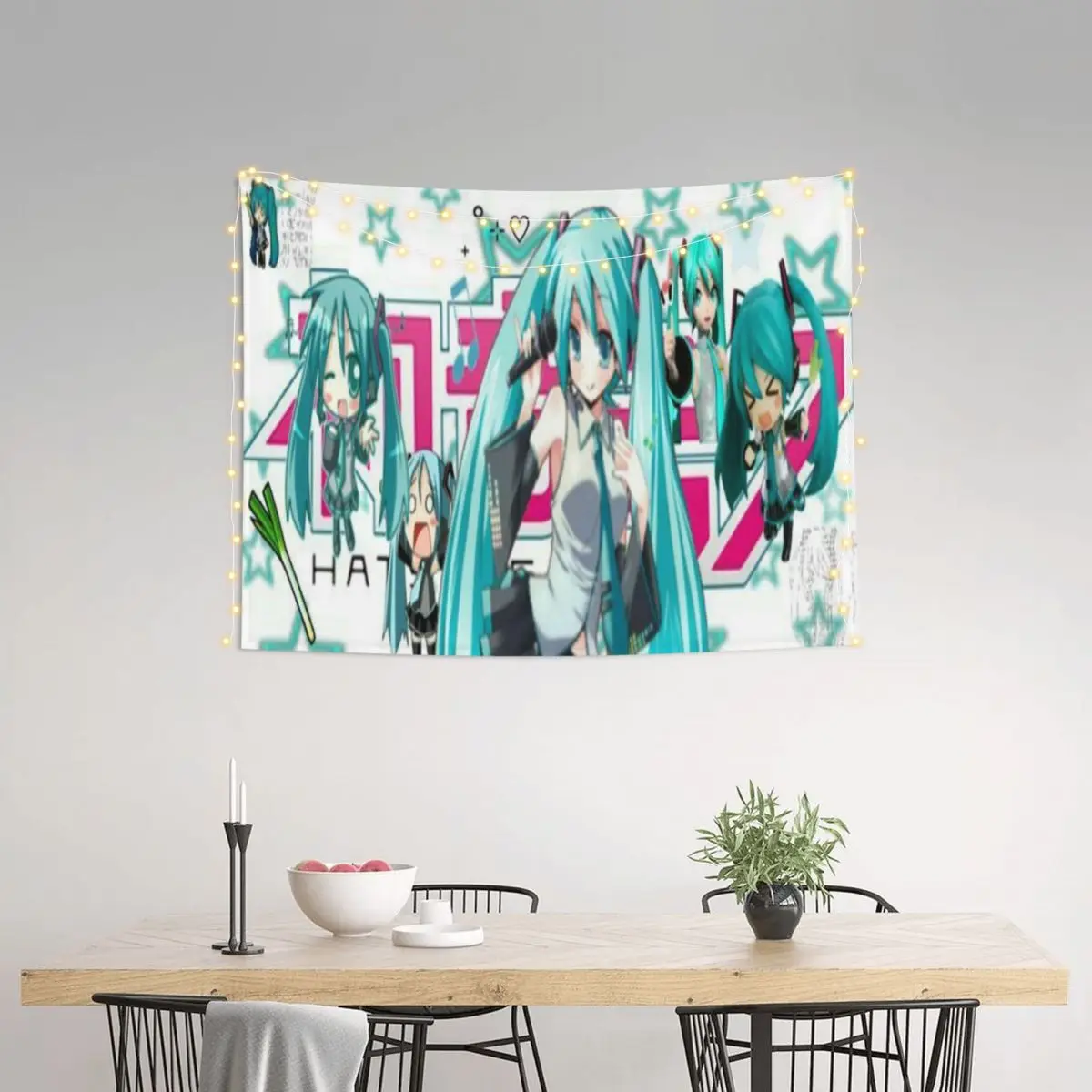 初音ミク タペストリー カラフルな生地 壁掛け ホームデコレーション カーテン レトロな壁掛けタペストリー