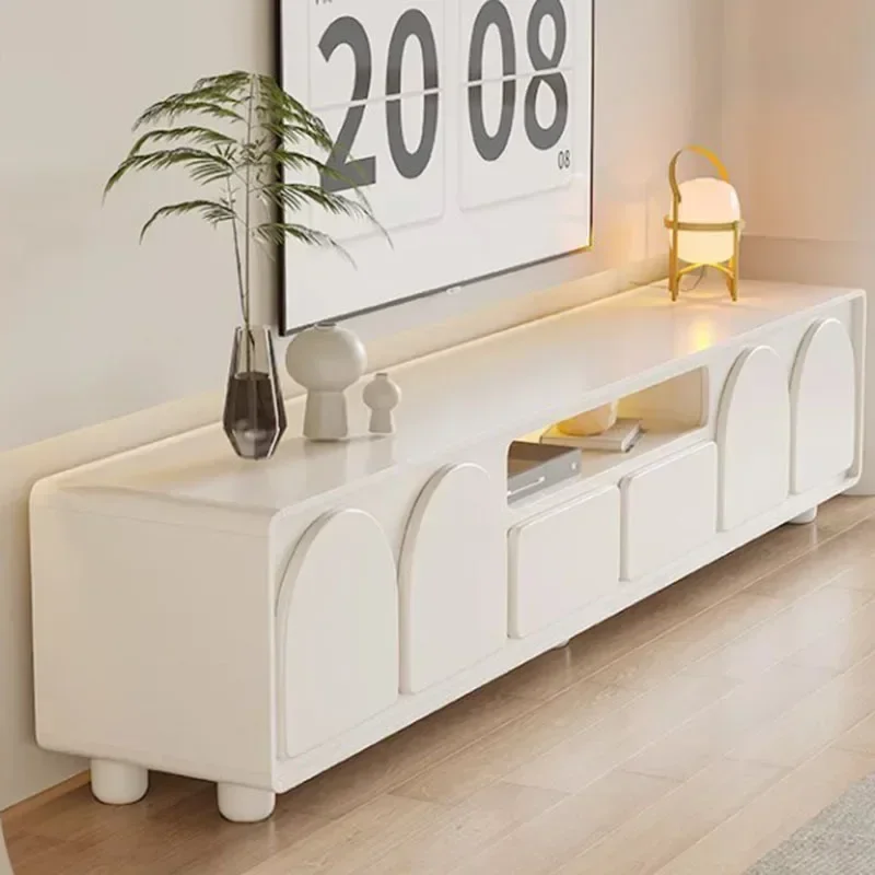 French Style White TV Cabinet Floor Modern Simple Small Apartment TV Cabinet Wooden Center Muebles  Moderno Furniture