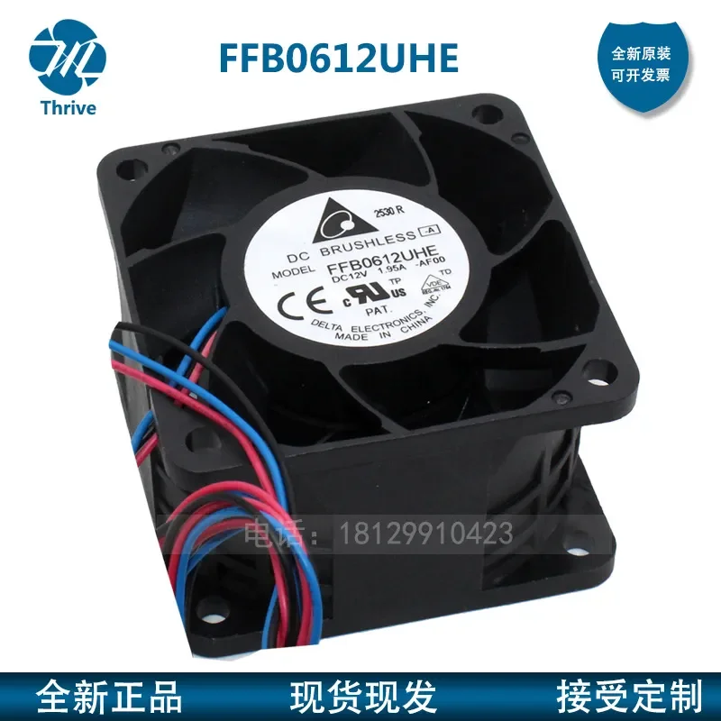 Original Delta FFB0612UHE-A 12V 1.95A 60mm x 38mm 2-Wire DC Cooling Fan for Electronics