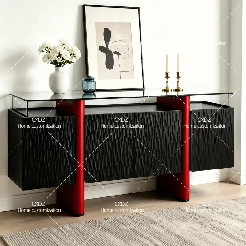 Italian Minimalist Painted Dining Side Cabinet Entryway Wine Storage Tea Locker Complete