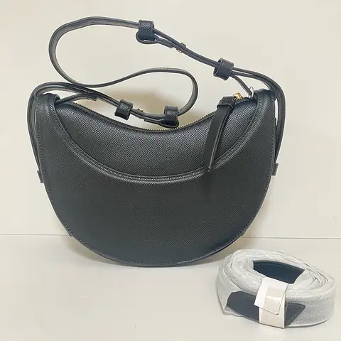 Black Retro Women Crescent Bag 2026 New Fashionable Shoulder Bag PU Leather Casual Ladies Crossbody Bag