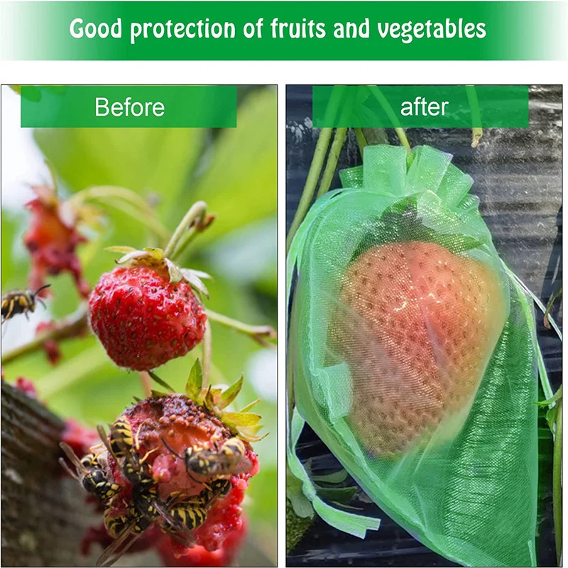 10/200Pcs Grapes Fruit Protection Bags With Drawstring Garden Pest Control Mesh Netting Bags for Fruit Trees Vegetables Grow Bag
