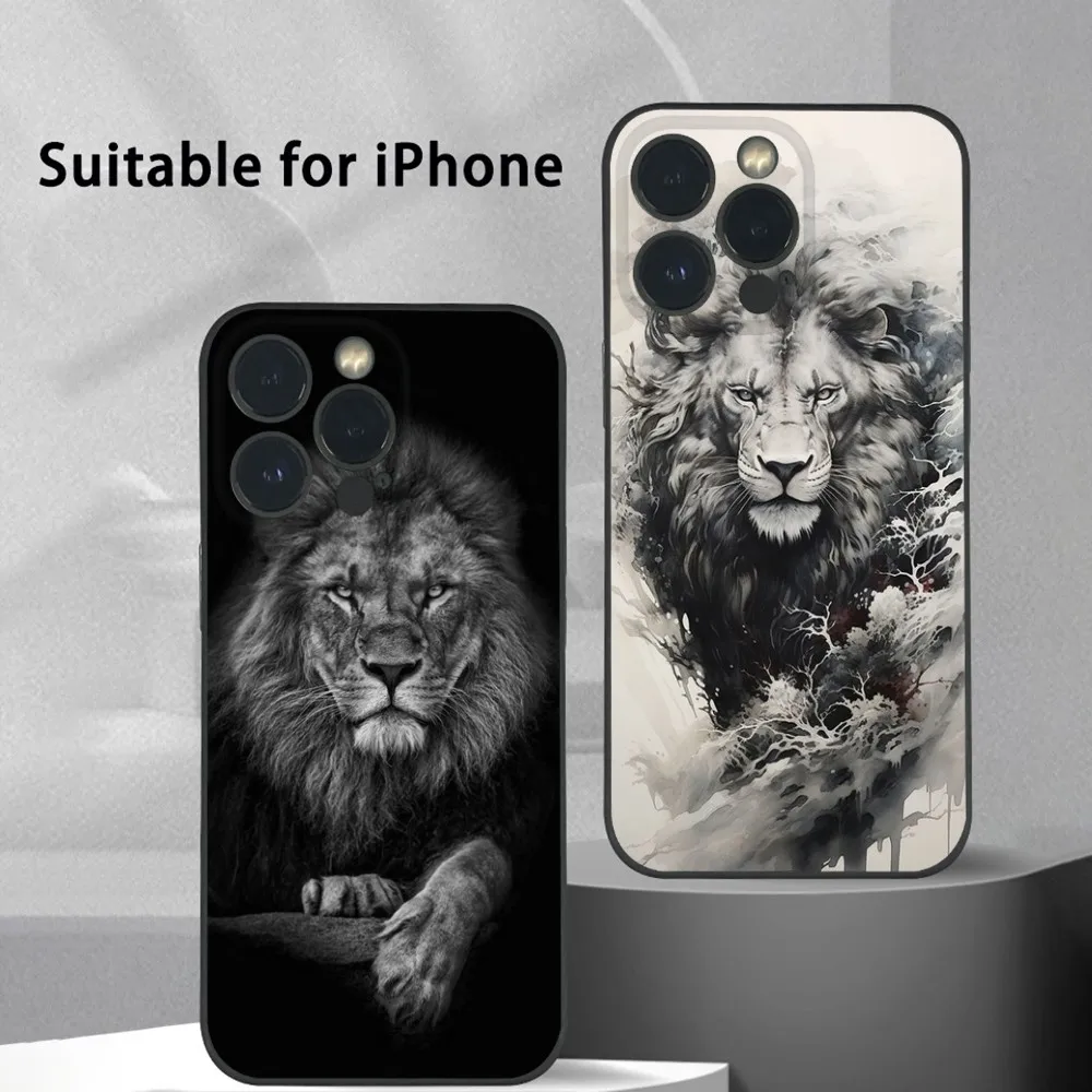

Lion Ferocity Phone Case For iPhone 15 14 13 12 11 Pro Xs Max Mini XR X 7 8 Plus Black Frosted Soft Shell Funda Anti Drop Cover