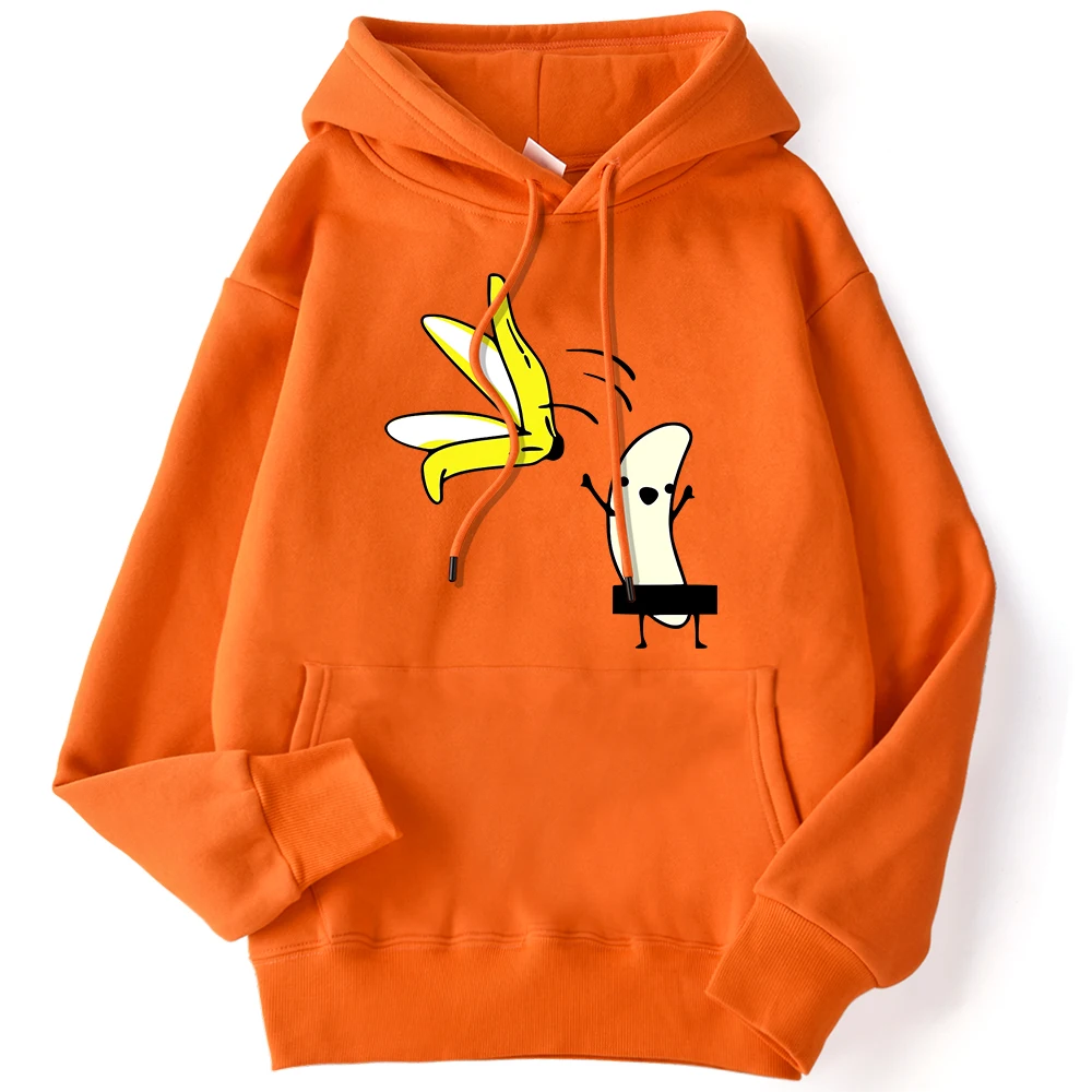 Street Ladies Hoodies Let\'s Take Off Our Banana Peel Funny Printing Clothing Comfortable Warm Sweatshirts Female Cute Streetwear