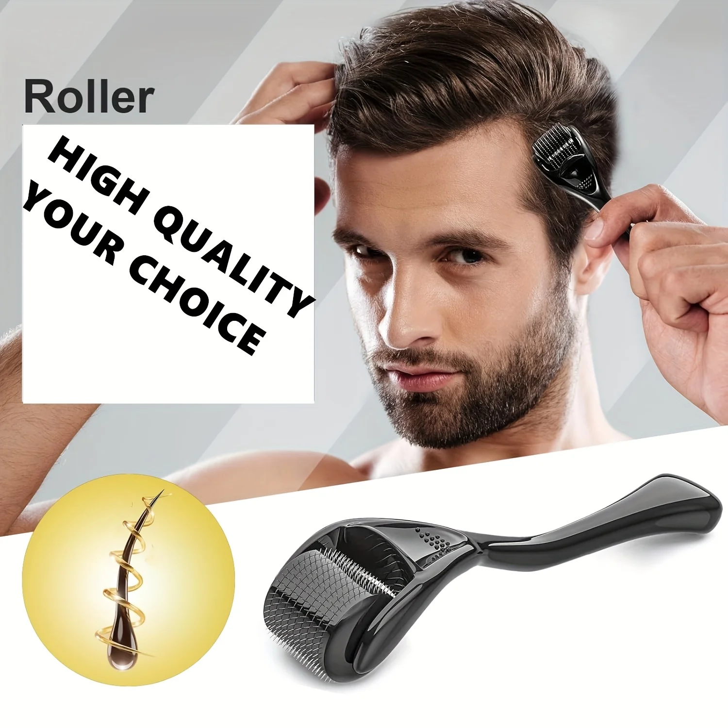 Zestaw do wzrostu brody dla mężczyzn, roller do brody, odżywianie, zapobieganie wypadaniu włosów, roller do brody z mikroigłami, wzrost włosów