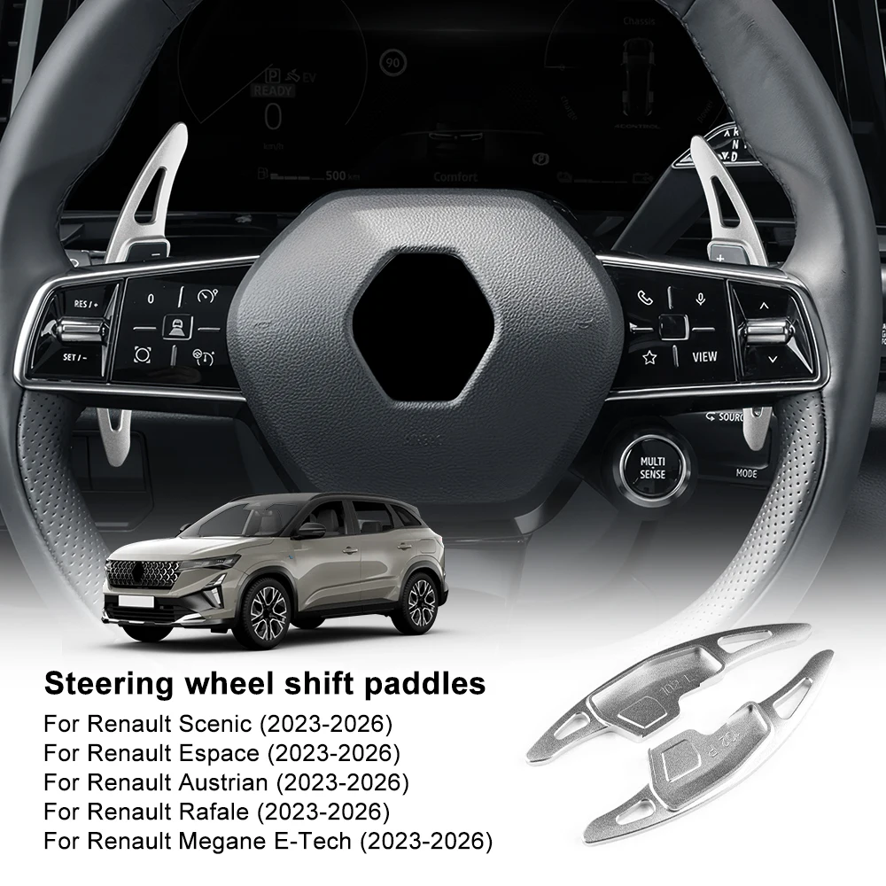 For Renault Scenic 2023-2026 Steering Wheel Paddle Shifters Aluminum Alloy Gear Shift Extensions Interior Upgrade Car Styling