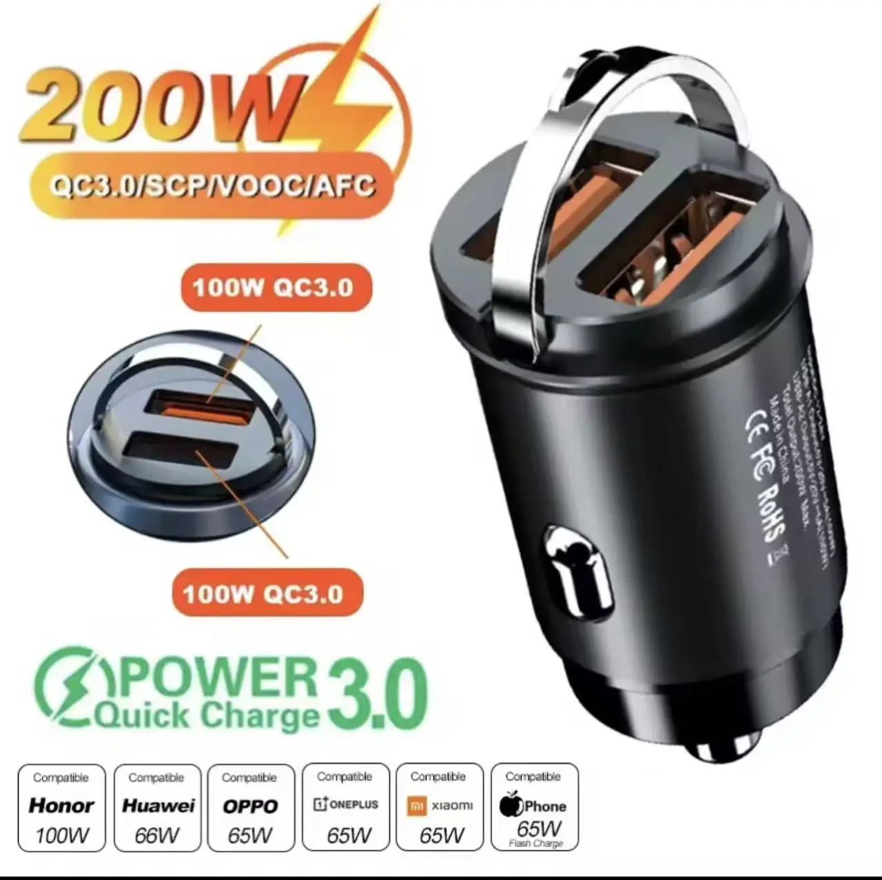 Автомобильное зарядное устройство 240 Вт с быстрой зарядкой, 2 USB-порта, адаптер для iPhone, Samsung, Xiaomi, быстрые зарядные устройства с цифровым дисплеем