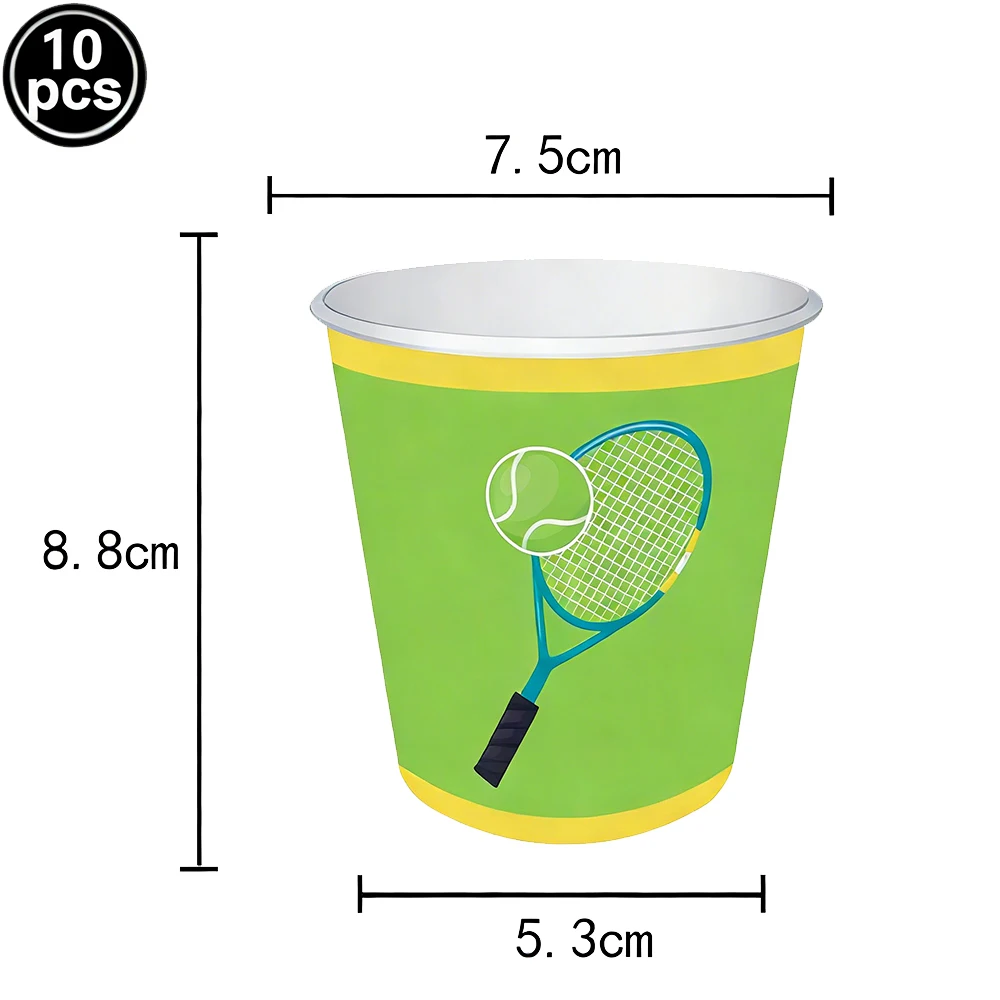 Tennis-Thema Einweggeschirr Tennis-Party Pappteller Servietten Becher Tortendekoration Sport-Geburtstagsparty Dekorationszubehör – Detail 3