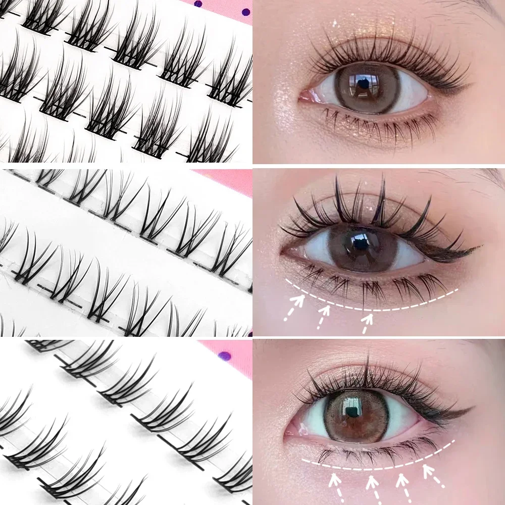 Manga Lashes Natural Looking Thin Little Devil False Eyelashes Soft Natural Eyelash Clusters Bottom Lashes Korean Makeup Lash