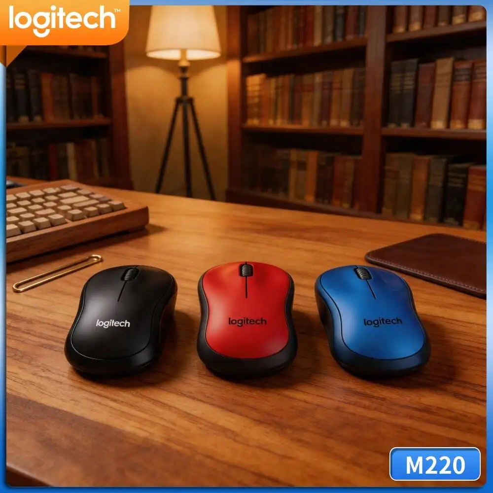 Logitech M220 Quiet Noiseless Mouse Nano USB Dongle 3 Buttons Long‑Lasting Battery For Windows Macos Notebook Desktop PC