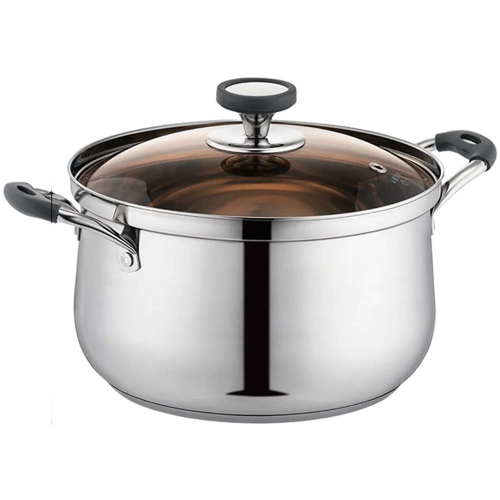 Stainless Steel Pot Soup Pot For Boiling Soup Silver Anti-burning Base 304 Stainless Steel Even Heat Distribution