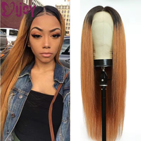 Ombre Brown 13x4 Lace Frontal Human Hair Wigs For Women Straight Hair 4x4 Lace Closure Wig Brazilian Remy Human Hair Wig IJOY