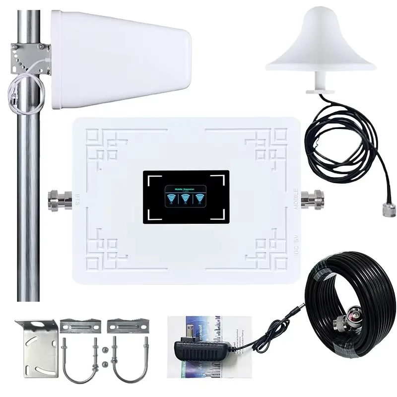 ثلاثي الموجات 2g 3g 4g 5G GSM مكرر إشارة الهاتف المحمول 850/1700/1900mhz LTE مكرر مكبر للصوت مع هوائي داخلي وخارجي